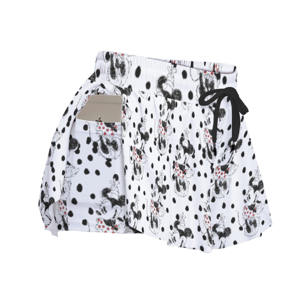 Sketch of Polka Dot Mouse - Women's Flowy Pocket Shorts