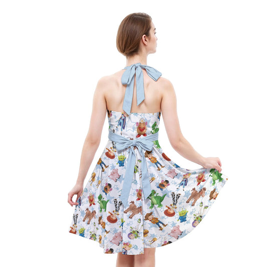Playful Toy Friends - Women's Halter Vintage Pocket Dress