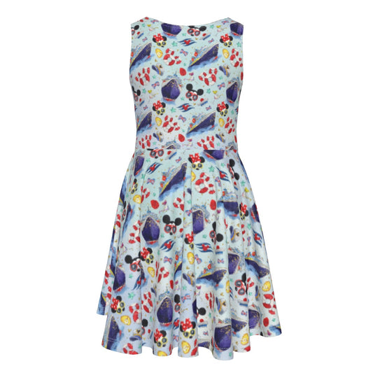 DCL Cruise Style Adventure - Kid's Sleeveless Skater Dress