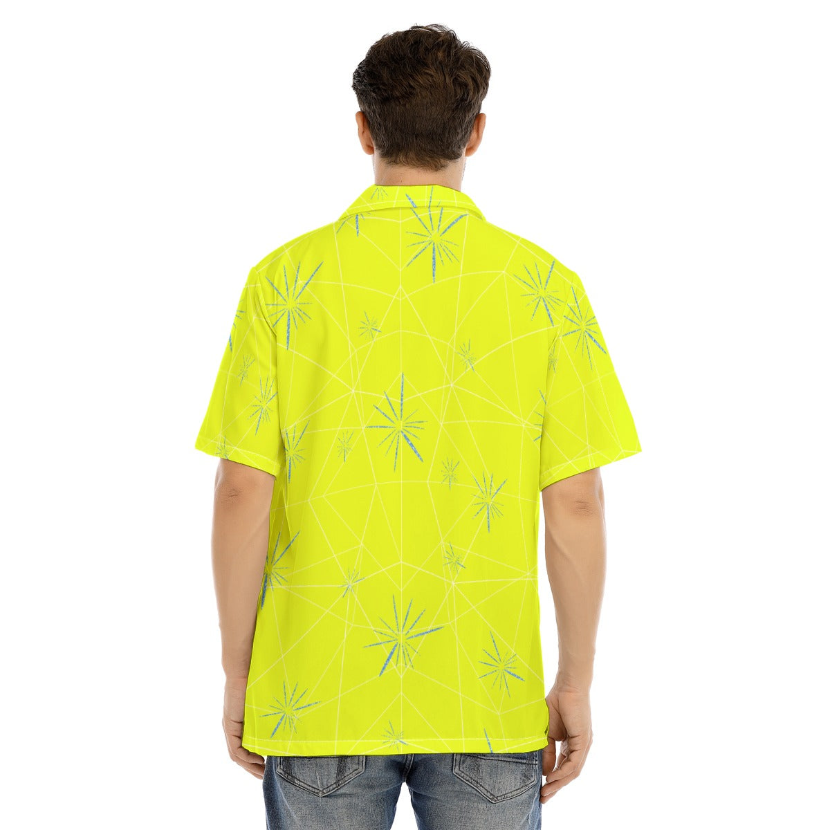 Joyful Blue & Yellow Florals - Men's Hawaiian Button Up Shirt