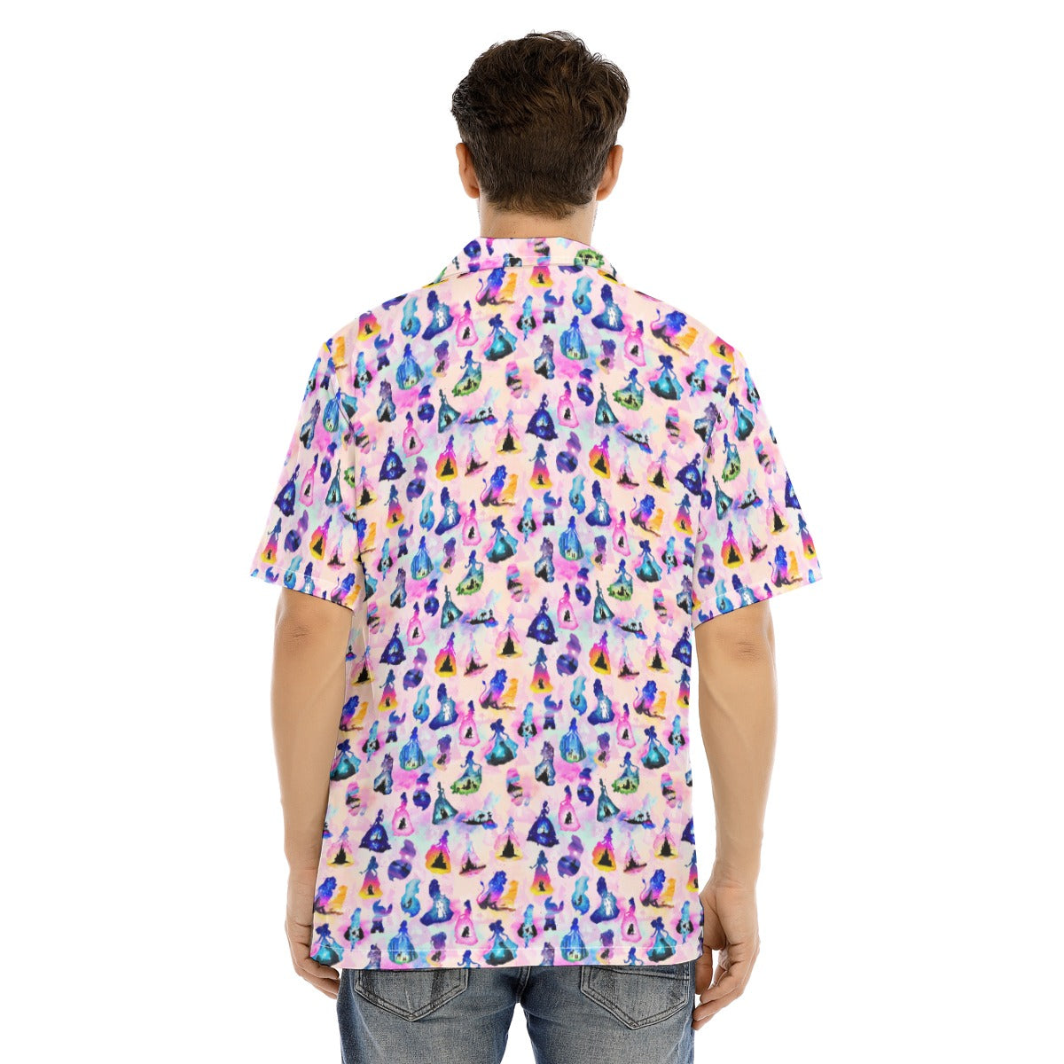 Princess And Classic Animation Silhouettes - Men's Hawaiian Button Up Shirt