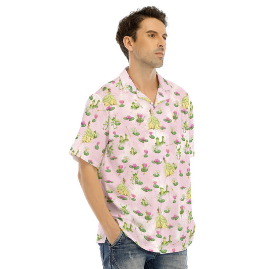Watercolor Bayou Princess & Frog - Men's Hawaiian Button Up Shirt