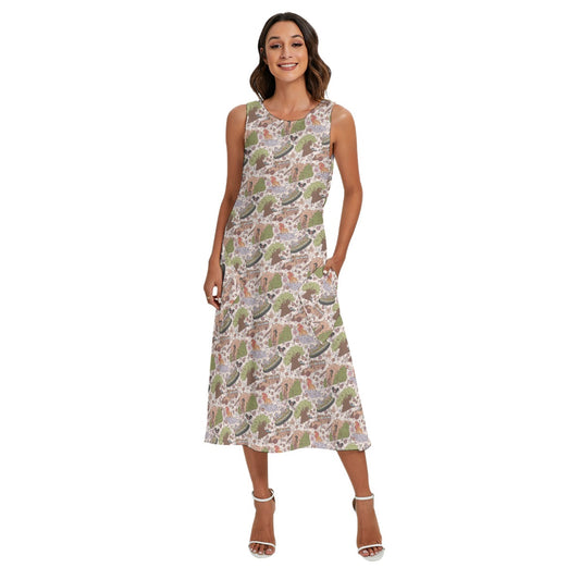 Hand Drawn AK - Women’s Diagonal Pocket Midi Dress