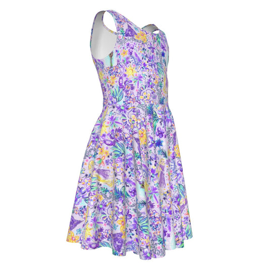 Bright Tropical Princess - Tower Light Festival - Kid's Sleeveless Skater Dress