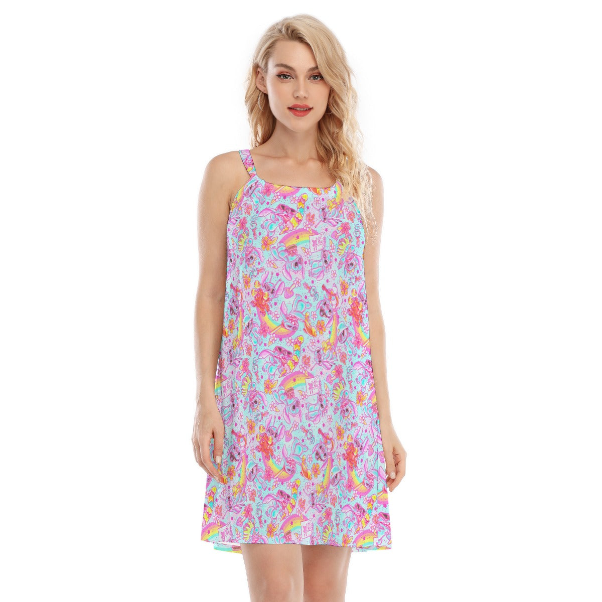 Neon Rainbow Mischief - Women’s Adjustable Sundress