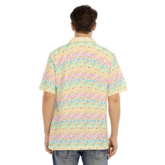 Gold Dot Rainbow Mouse Ears Castle - Men's Hawaiian Button Up Shirt