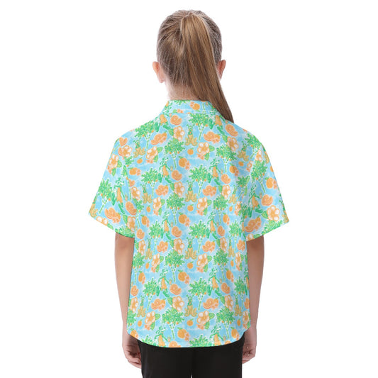 Neon Tangerine Island Palsluto - Kid's Hawaiian Button Up Shirt