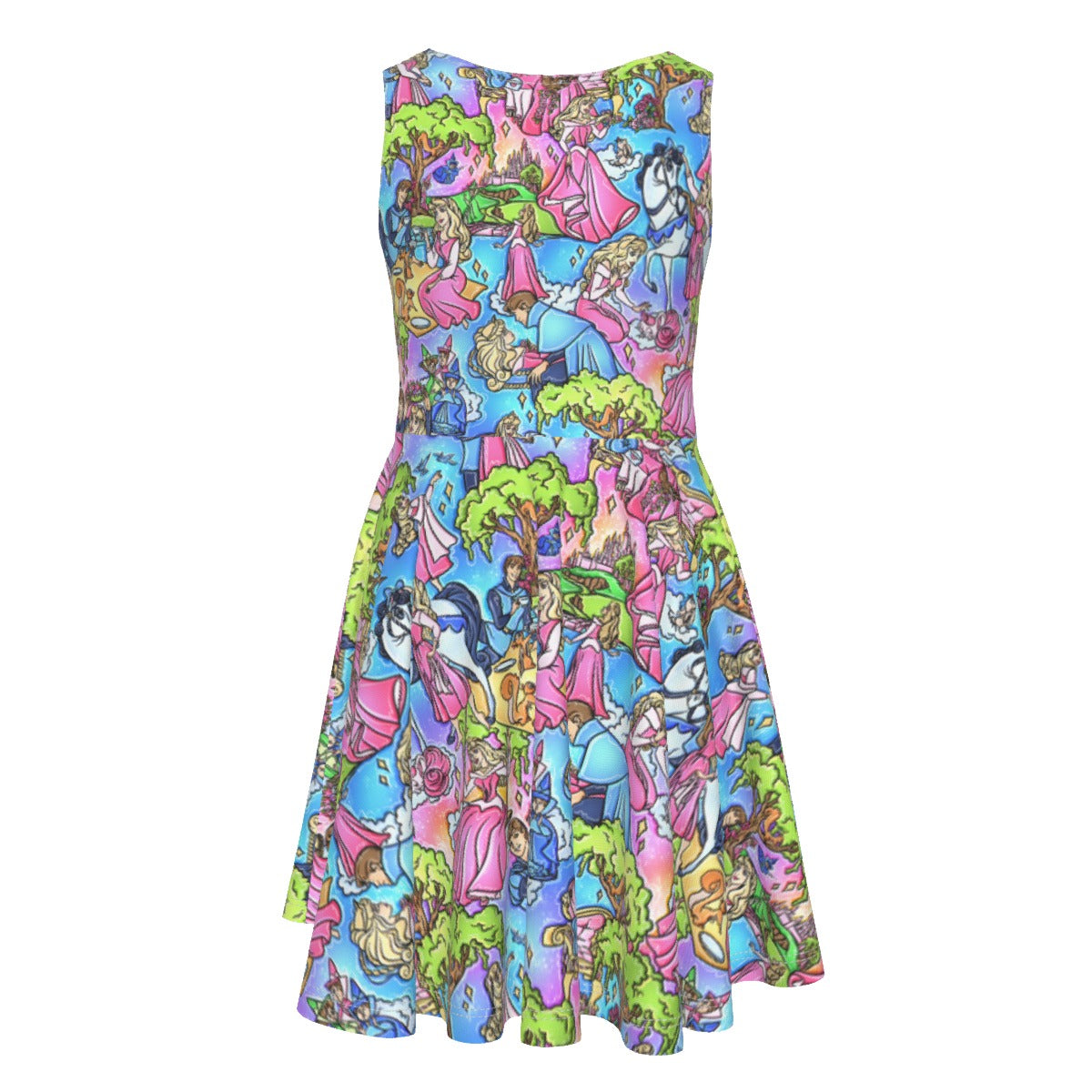 Dreaming Princess Storybook Scenes - Kid's Sleeveless Skater Dress