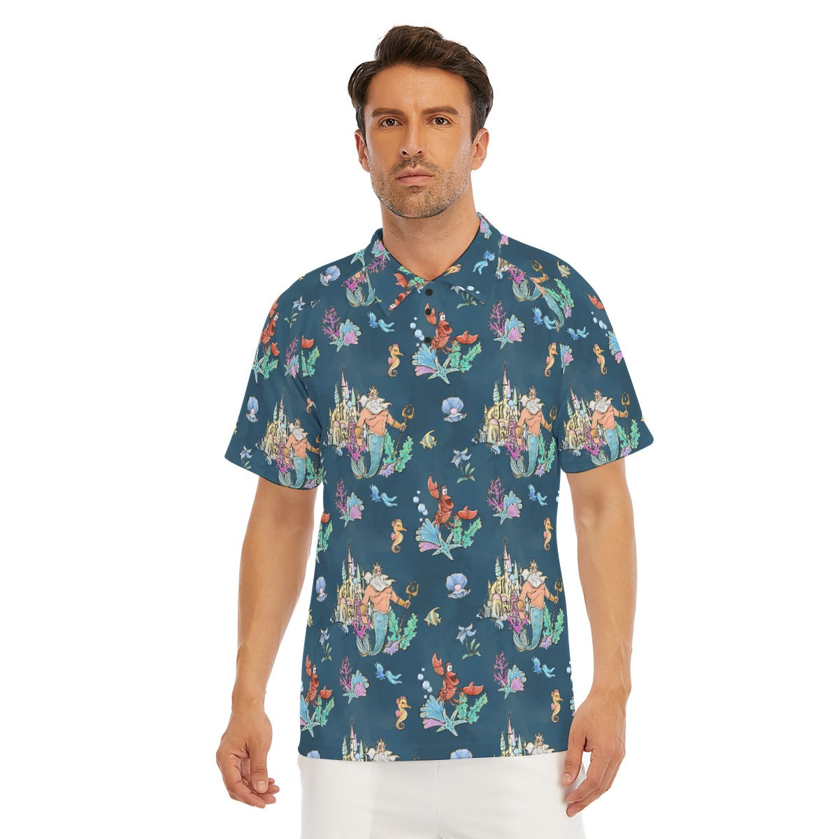 Whimsical Sea King and Crab - Men's Polo Shirt