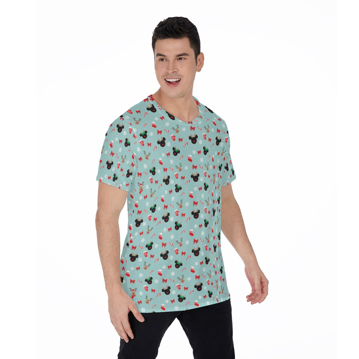 Festive Reindeer Mouse Holiday - Men's Short Sleeve T-Shirt