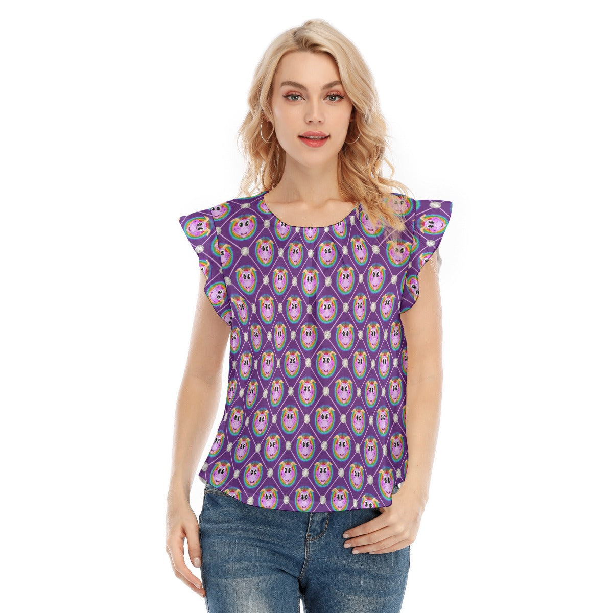 Geometric Figment - Women’s Flutter Sleeve Top