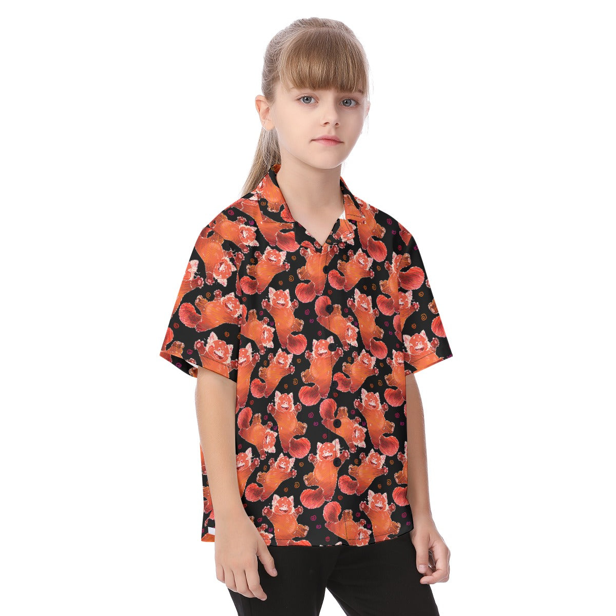 Scribbly Red Panda - Kid's Hawaiian Button Up Shirt