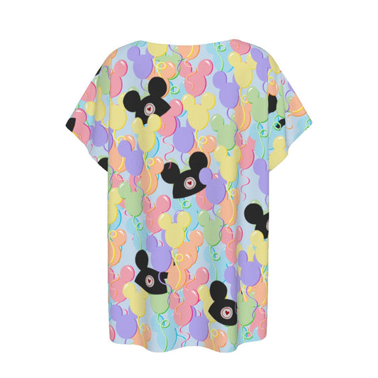 Pastel Mouse Ear Balloons - Women’s Relaxed Fit Scoop Tee