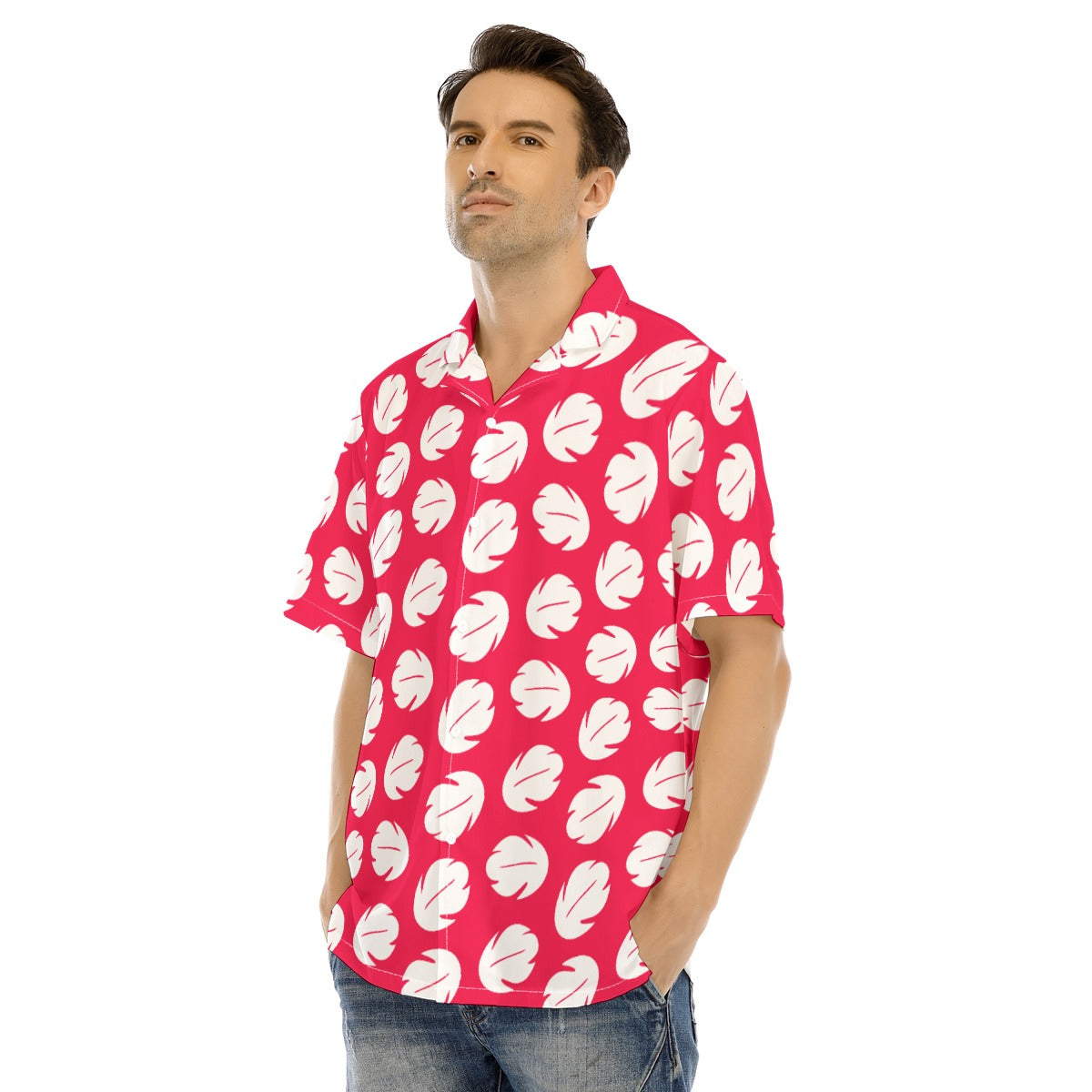 Island Leaf Print - Men's Hawaiian Button Up Shirt