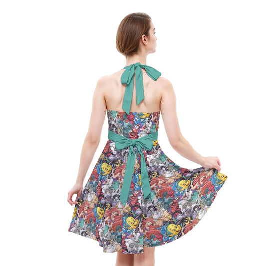 Undersea Crew Sketch - Women's Halter Vintage Pocket Dress