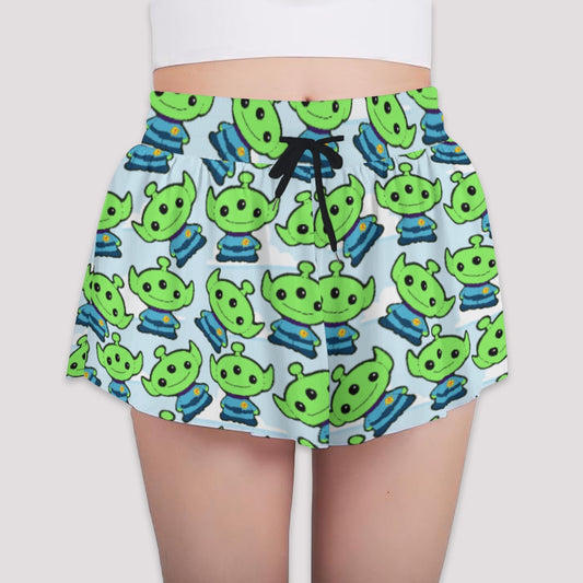 Little Green Space Aliens - Girls’ Flowy Pocket Shorts