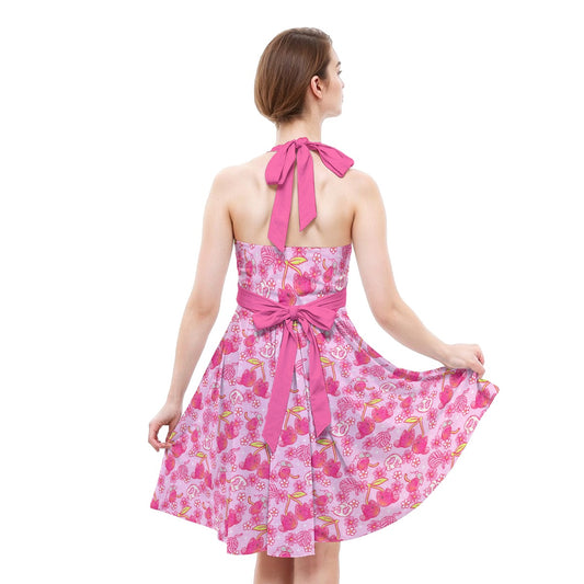 Fruitimals - Cherry Kittens - Women's Halter Vintage Pocket Dress