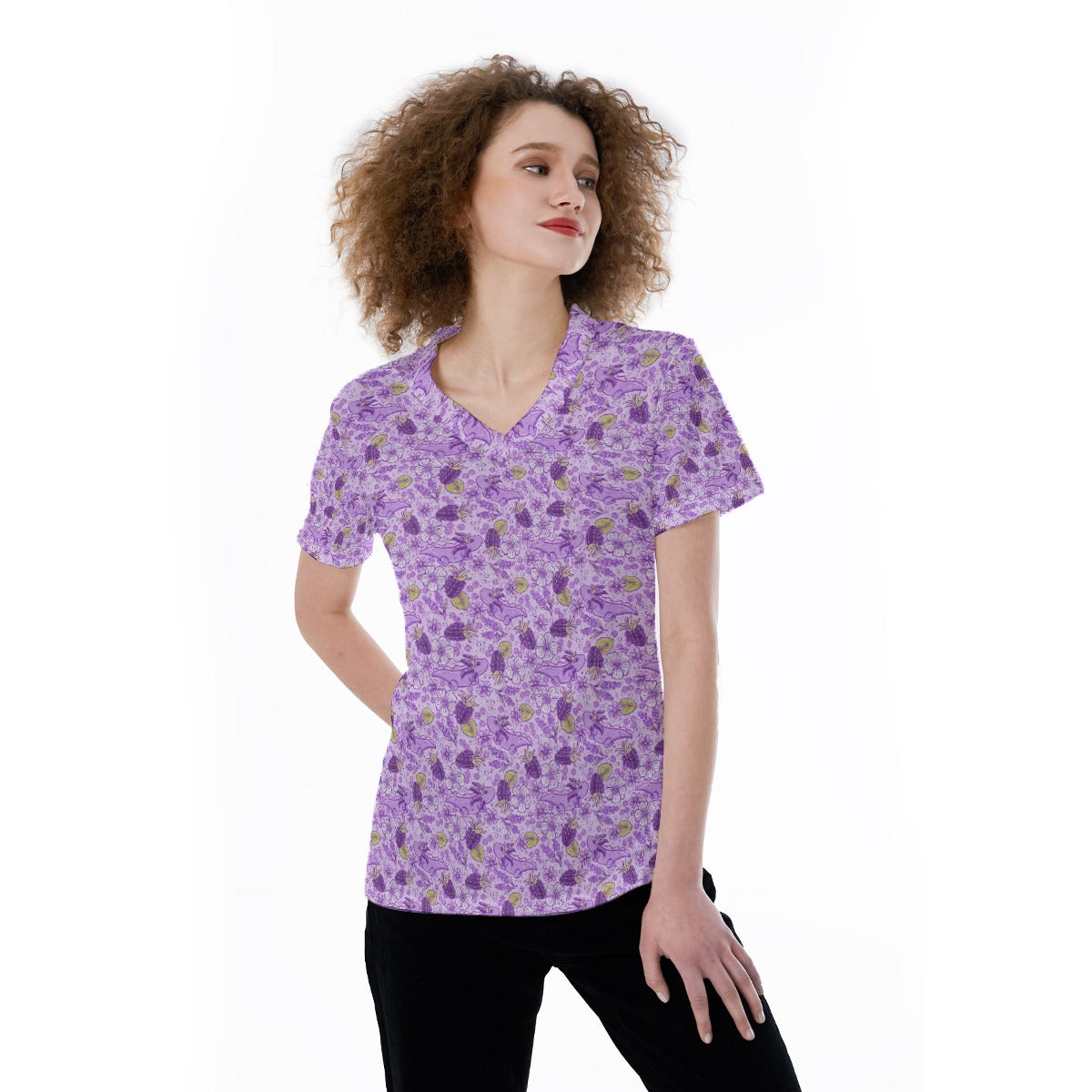 Fruitimals - Blackberry Axolotls - Women's Short Sleeve V-Neck T-Shirt