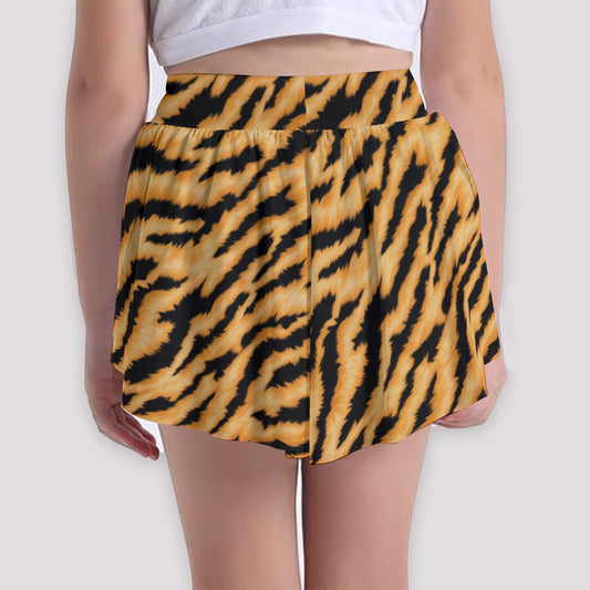 Animal Print - Tiger - Girls’ Flowy Pocket Shorts