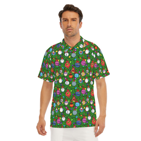 Festive Character Baubles on Green - Men's Polo Shirt