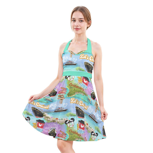 Tropical Castaway Island - Women's Halter Vintage Pocket Dress