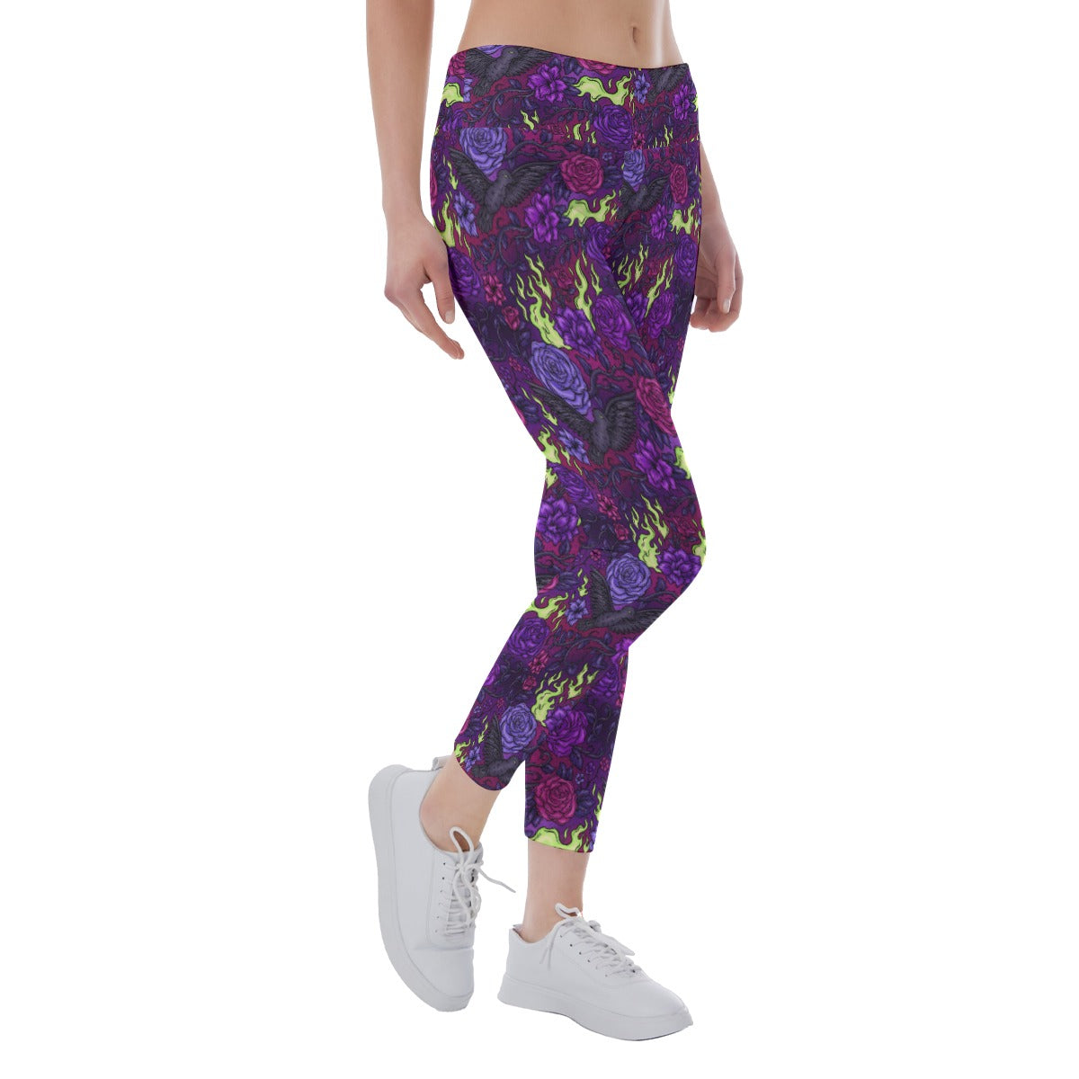 Fairytale Florals - Dark Enchantress - Women's Yoga Leggings