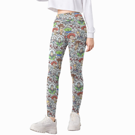 Sketch Autographs of Animated Toy Friends - Kid's Leggings