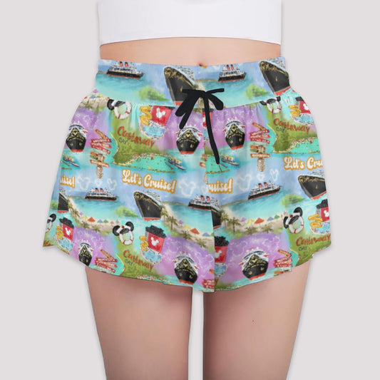 Tropical Castaway Island - Girls’ Flowy Pocket Shorts
