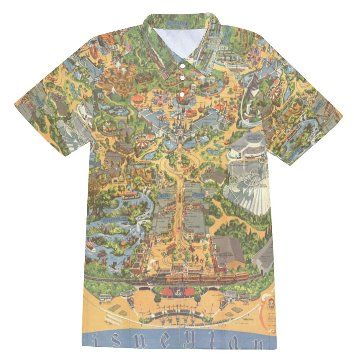 Vintage Theme Park Map- Men's Polo Shirt