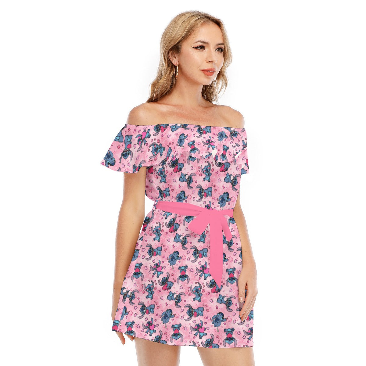 Valentine’s Mischief - Women's Off-shoulder Ruffle Dress