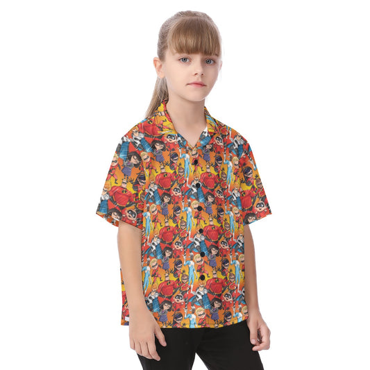Super Squad Sketched - Kid's Hawaiian Button Up Shirt