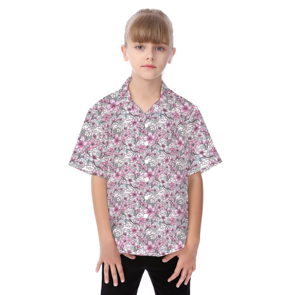 Fairytale Florals – Blossoms of Honor - Kid's Hawaiian Button Up Shirt