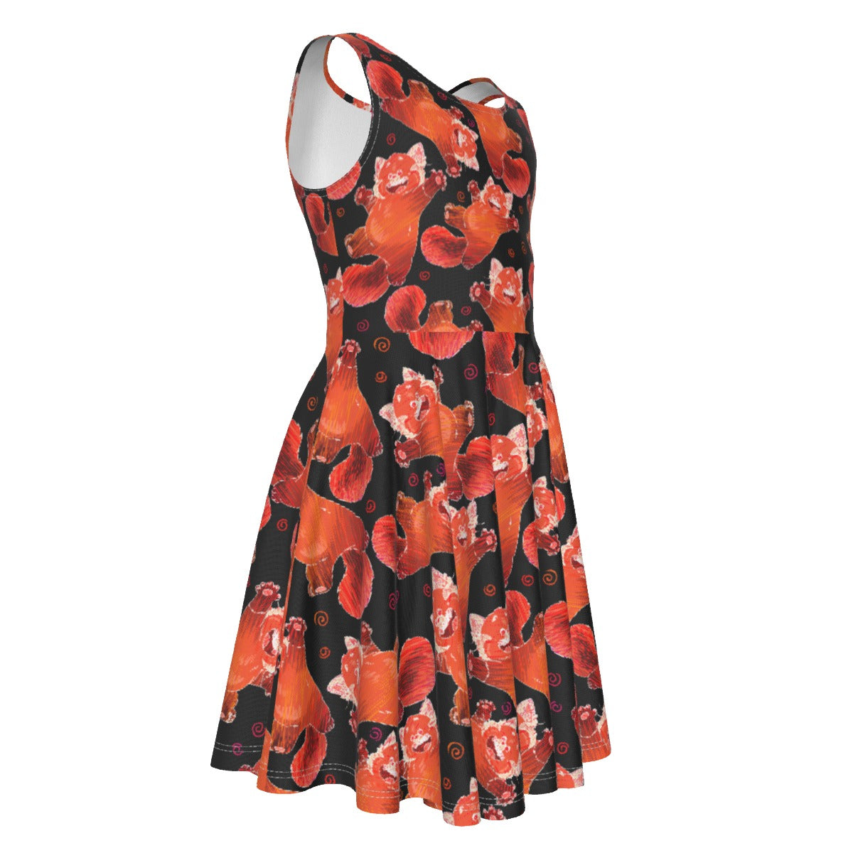 Scribbly Red Panda - Kid's Sleeveless Skater Dress