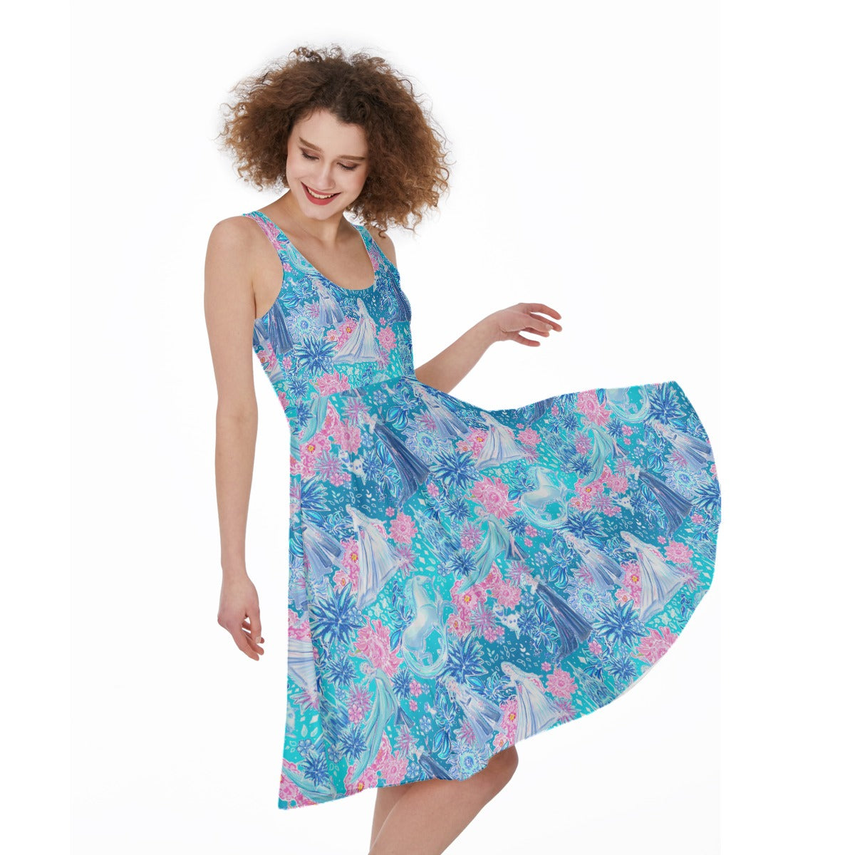 Ice Queen Frosted Florals - Pocket Midi Skater Dress
