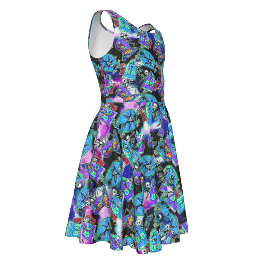 Haunting Romance Sketchched - Kid's Sleeveless Skater Dress