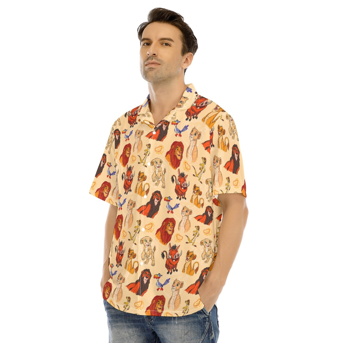 Sketched Savanna Friends - Men's Hawaiian Button Up Shirt