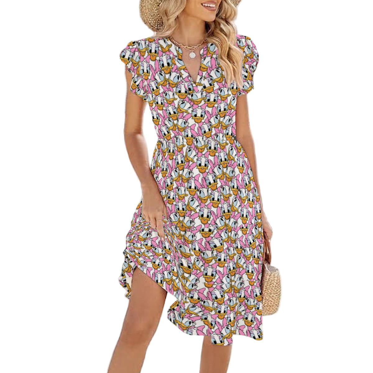 Many Faces of Sassy Duck - Women's Tiered Pocket Midi Dress