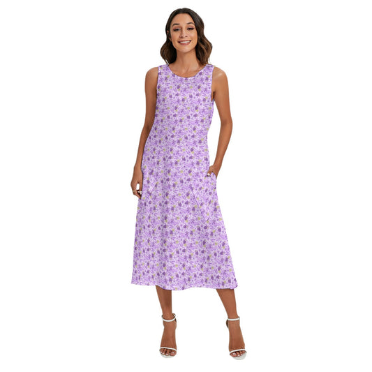 Fruitimals - Blackberry Axolotls - Women’s Diagonal Pocket Midi Dress