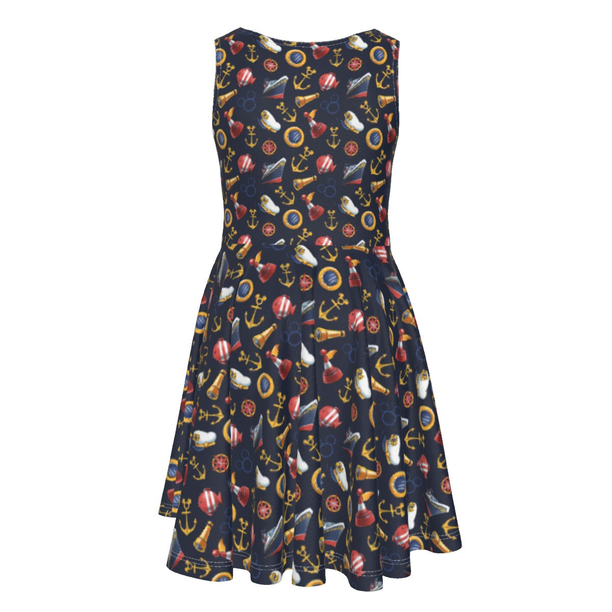 Mouse Ear Nautical Icons - Kid's Sleeveless Skater Dress