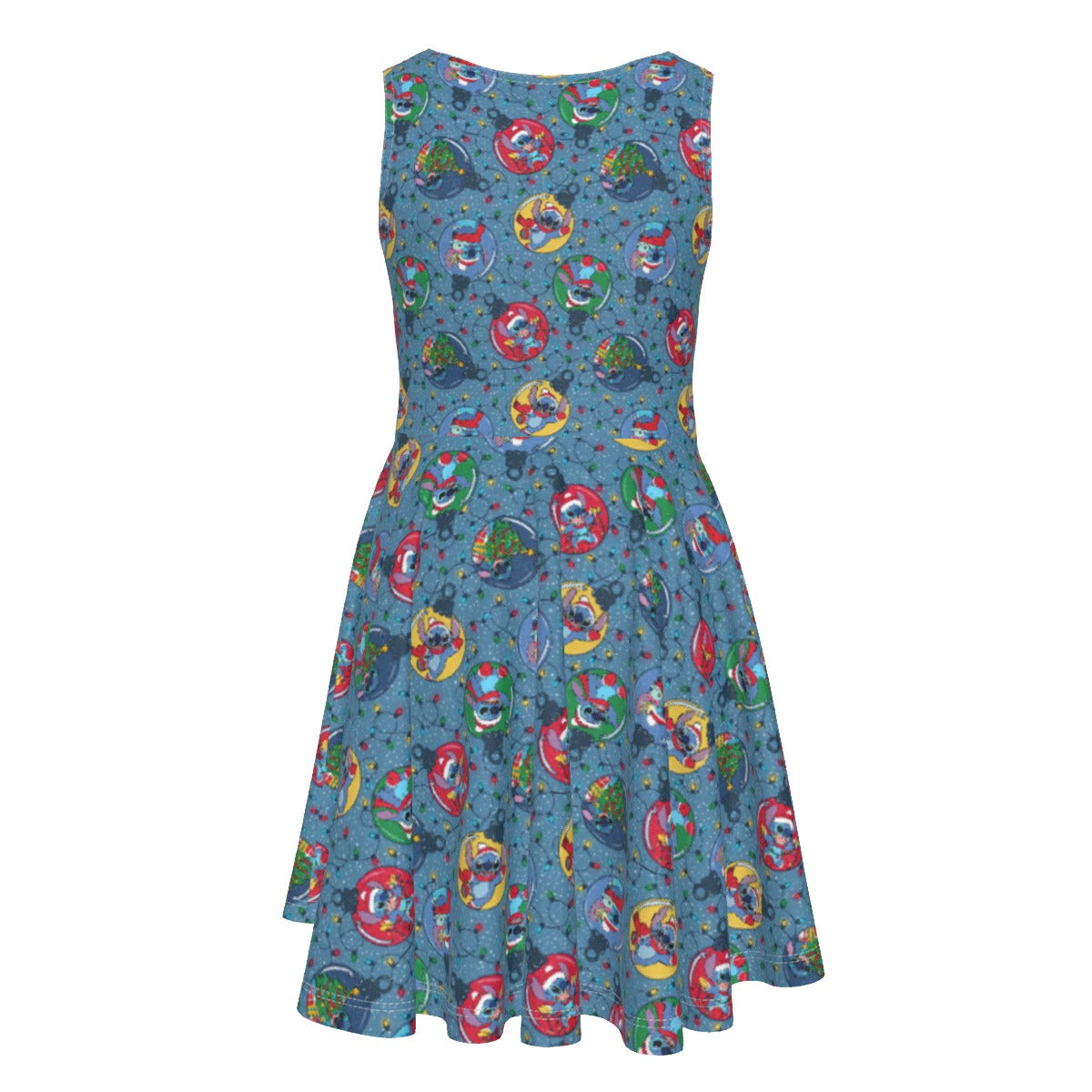 Holiday Baubles with Mischievous Blue Alien - Kid's Sleeveless Skater Dress