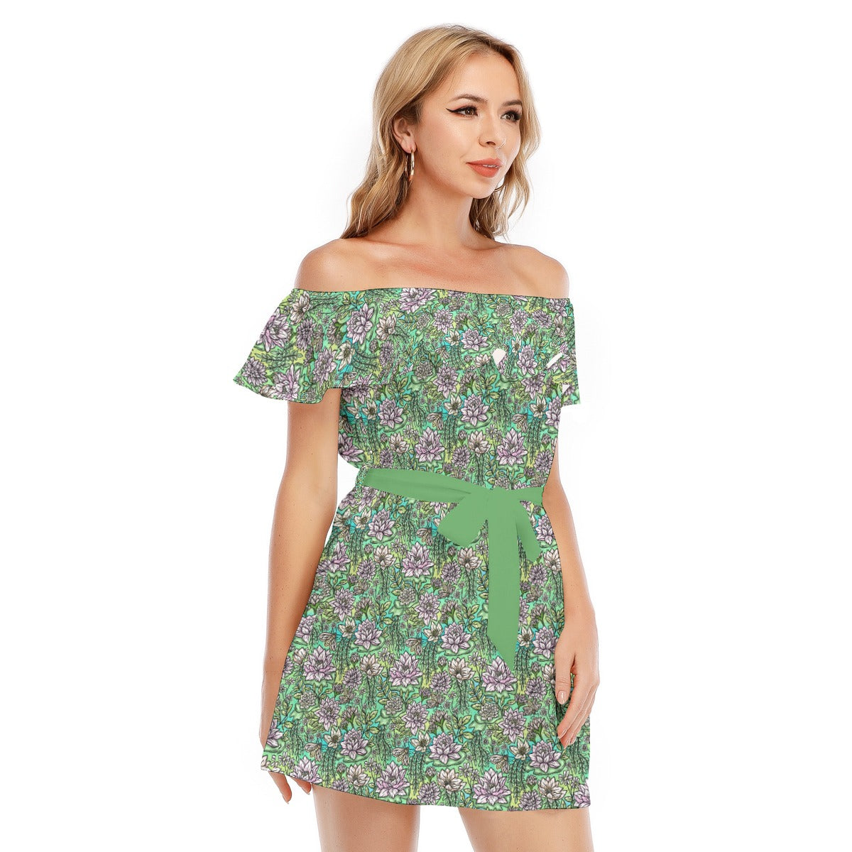 Fairytale Florals – Bayou Blooms - Women's Off-shoulder Ruffle Dress