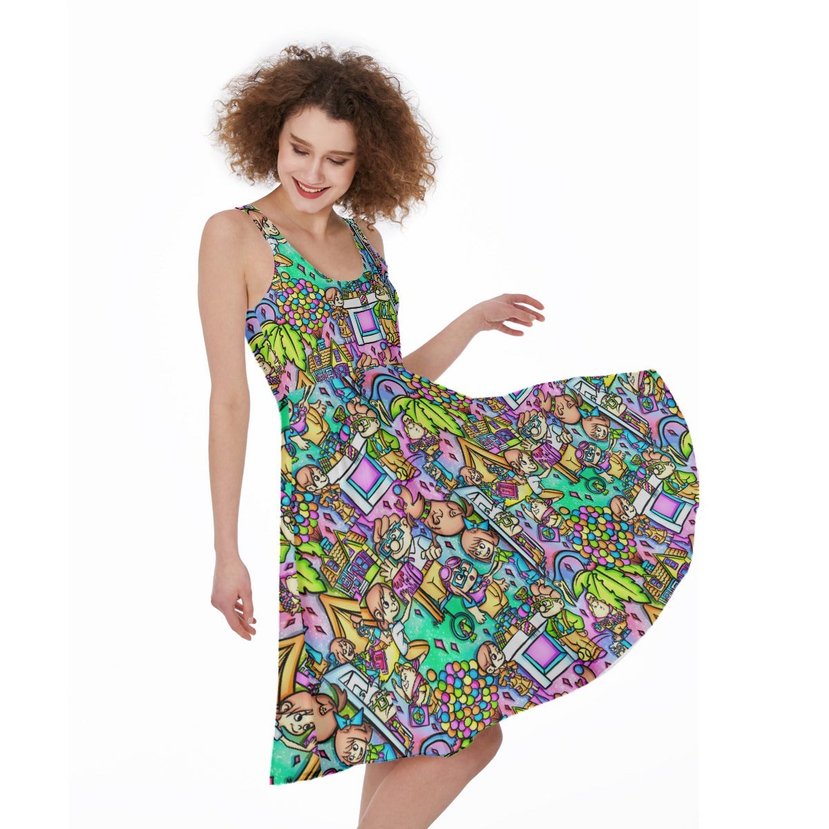 Balloon House Adventure Scenes - Pocket Midi Skater Dress