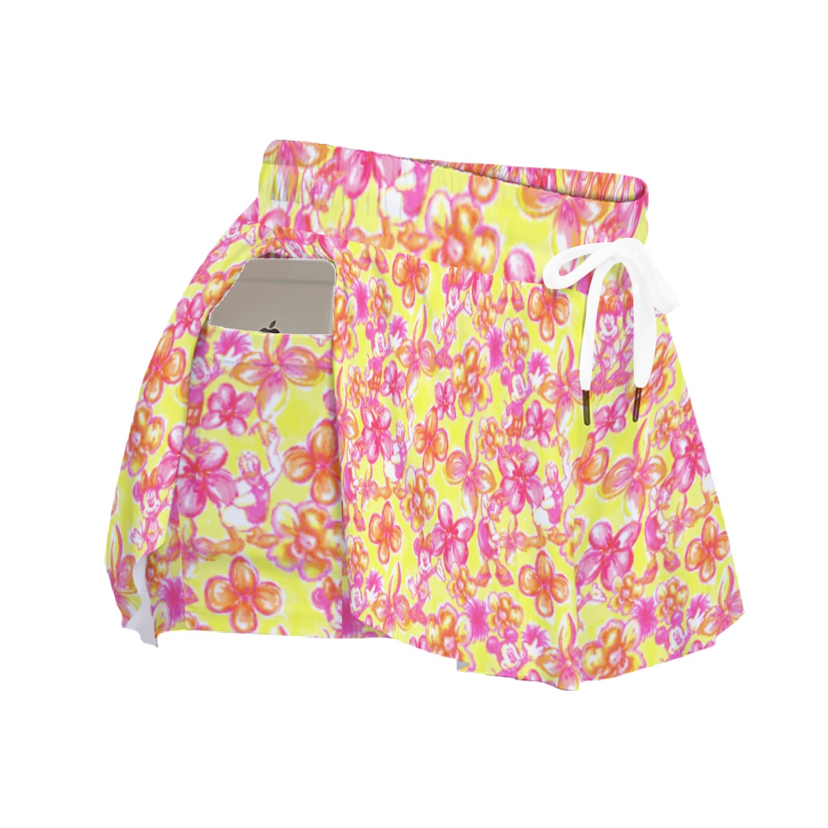 Neon Tropical Floral Friendsends - Women's Flowy Pocket Shorts