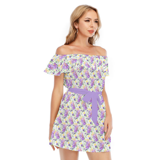 Zest Of The Fest Violet Lemonade - Women's Off-shoulder Ruffle Dress