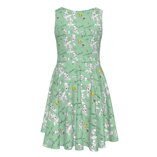 Drawing Pixie Fairy - Kid's Sleeveless Skater Dress