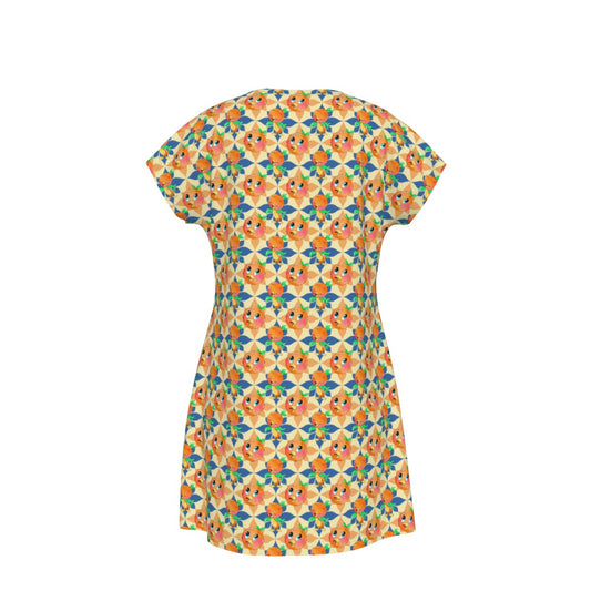 Retro Citrus Play - Women's T-Shirt Dress
