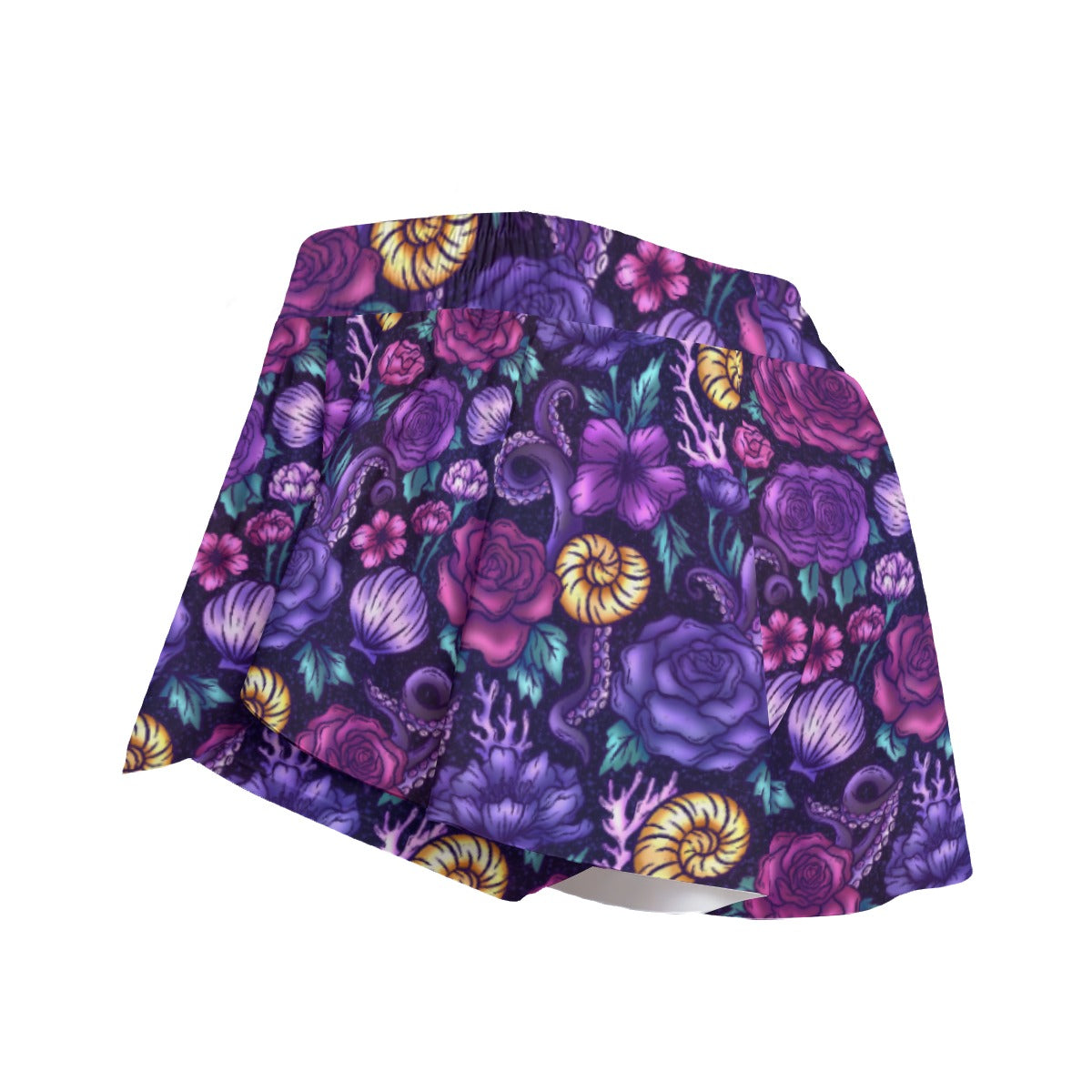 Fairytale Florals – Dark Sea Witch - Women's Flowy Pocket Shorts