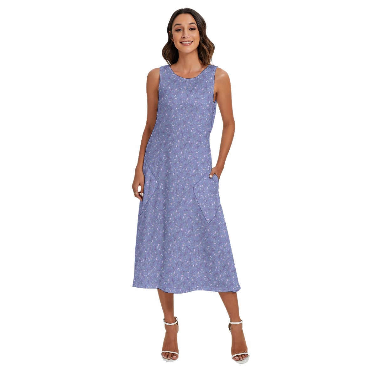 Lavender Vibes - Women’s Diagonal Pocket Midi Dress