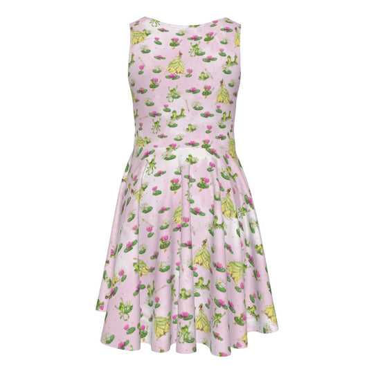 Watercolor Bayou Princess & Frog - Kid's Sleeveless Skater Dress