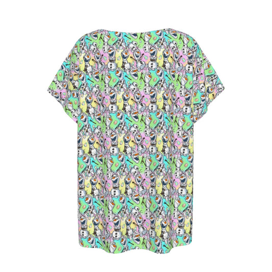 Sketched Snowman Easter - Women’s Relaxed Fit Scoop Tee